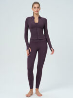 Purple Slim-Fit Zip-Up Athletic Jacket - Image 6
