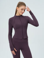 Purple Slim-Fit Zip-Up Athletic Jacket - Image 5