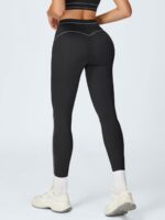 Black High-Waist Contrast-Line Leggings 26" - Image 2