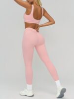 Pink High-Waist Contrast-Line Leggings 26" - Image 5
