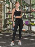 Black Stitching High Waisted Leggings 24" - Image 5
