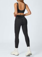 Black High-Waist Contrast-Line Leggings 26" - Image 5