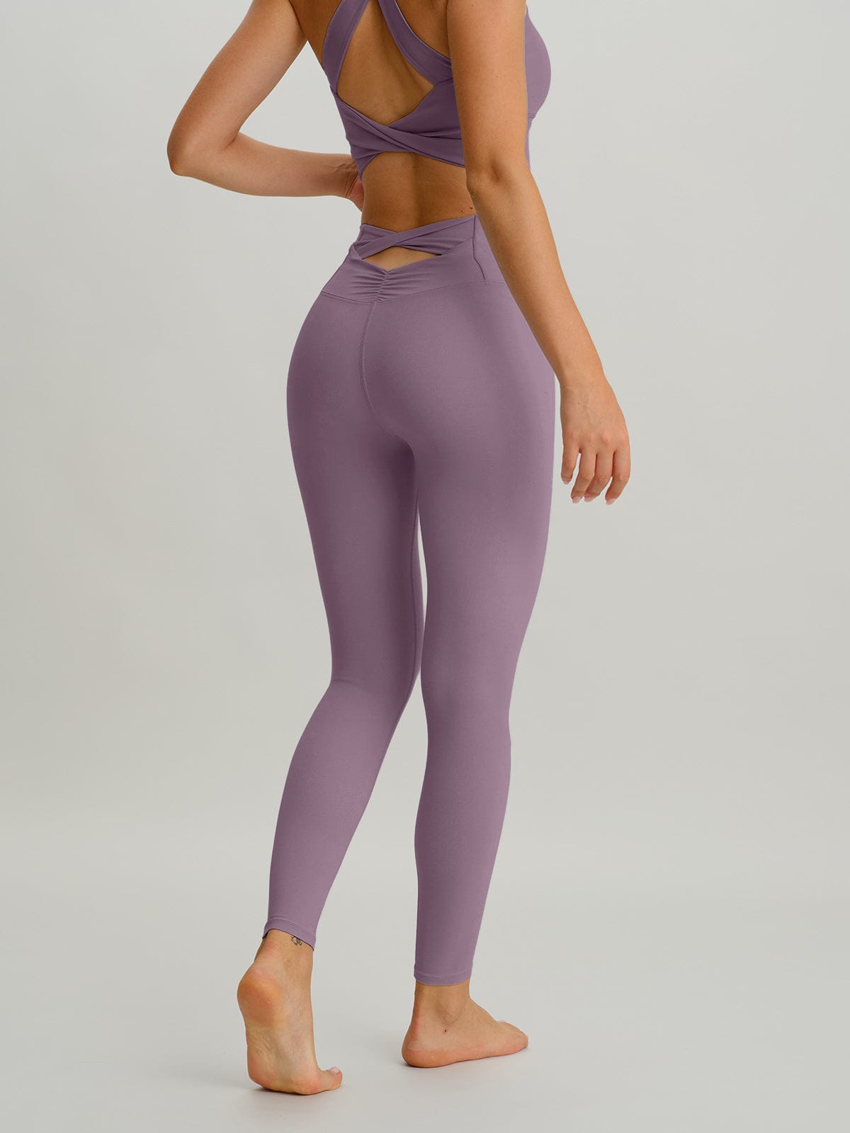 women_s-knitted-nylon-yoga-leggings-sustainable-yoga_bottoms-nfbfst Purple Cut Out Leggings 24" - Image 1