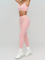 Pink High-Waist Contrast-Line Leggings 26" - Image 4
