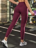 Burgundy Cross-Waist Leggings 28" - Image 7