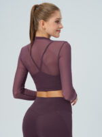 Purple Mesh Cutout Long Sleeve Top--Light Support - Image 2