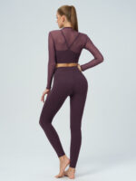 Purple Mesh Cutout Long Sleeve Top--Light Support - Image 5