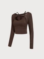 Coffee Cut Out Long Sleeve Top--Light Support - Image 7