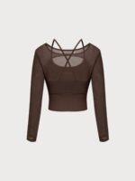 Coffee Cut Out Long Sleeve Top--Light Support - Image 8