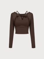 Coffee Cut Out Long Sleeve Top--Light Support - Image 6