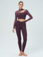 Purple Mesh Cutout Long Sleeve Top--Light Support - Image 4