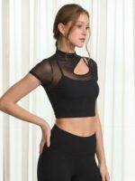 Black Mesh Short Sleeve Top--Light Support - Image 2