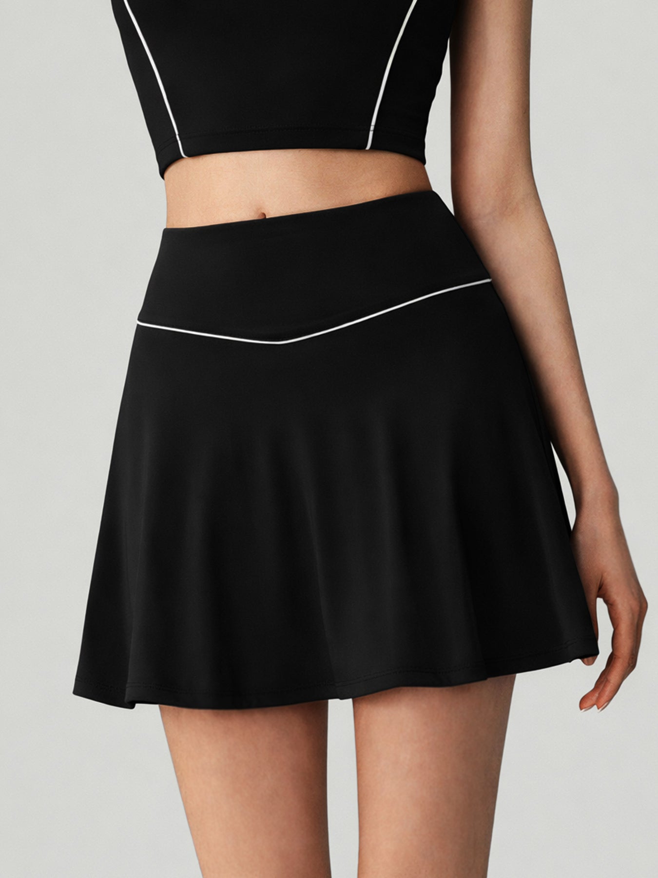 women_s-knitted-nylon-yoga-skirt-black-sustainable-yoga_bottoms-n8rmv4 Black A-Line Sport Skirt - Image 1