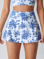 Blue Floral A-Line Tennis Skirt