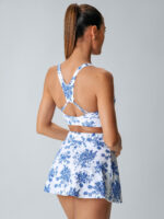 Blue Floral A-Line Tennis Skirt - Image 3