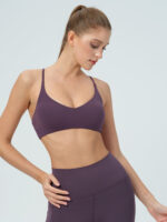Purple Crisscross Back Sports Bra - Light Support - Image 2
