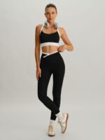 Black Contrast U Neck Sports Bra - Light Support - Image 8