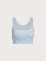 Light Blue Mesh Cross-Front Tank Top - Light Support - Image 11