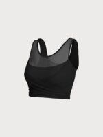 Black Mesh Cross-Front Tank Top - Light Support - Image 9