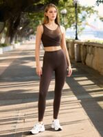 Coffee Mesh Cross-Front Tank Top - Light Support - Image 7