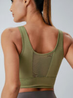 Green Mesh Cross-Front Tank Top - Light Support - Image 2