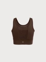 Coffee Mesh Cross-Front Tank Top - Light Support - Image 9