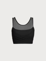 Black Mesh Cross-Front Tank Top - Light Support - Image 8