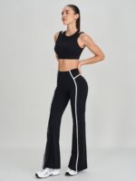 Black Mesh Panel Crisscross Back Tank Top - Image 8