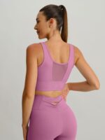Pink Mesh Cross-Front Tank Top - Light Support - Image 3