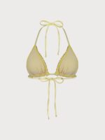 Yellow Ruffled Halter Triangle Bikini Top - Image 7