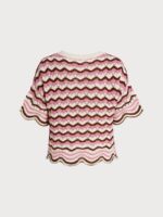 Pink Wave Crochet Short Sleeve Top - Image 7