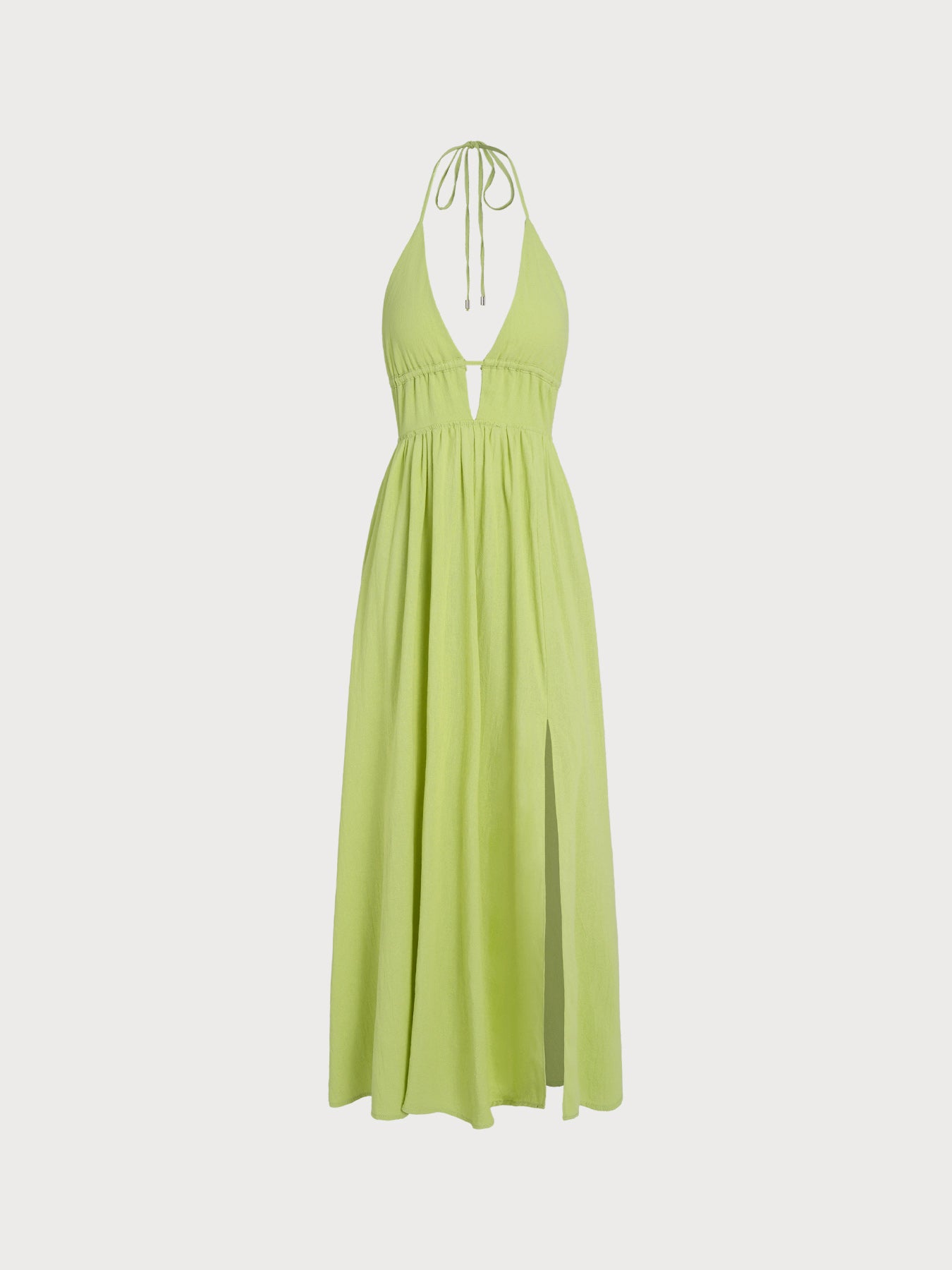women_s-knitted-polyester-dress-green-sustainable-beach_dress-ifsmii Green Cutout Cross Back Maxi Dress - Image 1