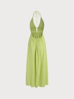 Green Cutout Cross Back Maxi Dress - Image 2