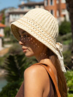 Khaki Bow Straw Hat - Image 2