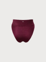 Burgundy Jacquard Plus Size Bikini Bottom - Image 6