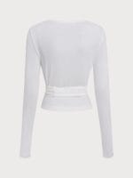 White Long Sleeve Strappy Yoga Wrap Jacket - Image 7