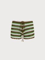 Green Striped Crochet Cover-Up Shorts - Image 7