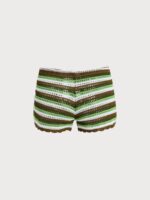 Green Striped Crochet Cover-Up Shorts - Image 8