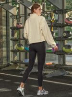 Cream Cropped Fleece Zip-Up Sports Jacket - Image 6