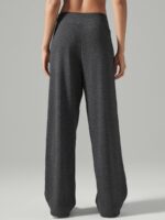 Black Drawstring Wide Leg Lounge Pants - Image 2