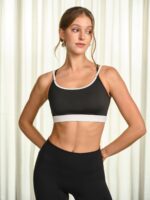 Black Contrast Cross-Back Sports Bra - Image 3