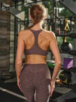 Coffee V Neck I-back Sports Bra - Image 2