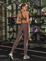 Coffee V Neck I-back Sports Bra - Image 4
