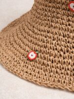 Brown Vintage Apple Woven Straw Hat - Image 5
