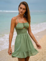 Green Cotton Strap Beach Dress - Image 4