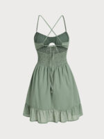Green Cotton Strap Beach Dress - Image 6