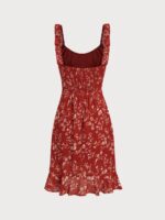 Red Floral Print Beach Dress - Image 7