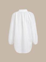 White Cotton-Linen Decorative Button Blouse - Image 7