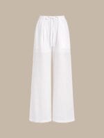 White Cotton-Linen Wide-Leg Cover-Up Pants - Image 6