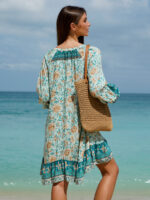 Floral Print Raglan Sleeve Beach Dress - Image 5